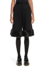 Women's Noir Kei Ninomiya Crop Wide Leg Pants With Faux Fur Trim - Black