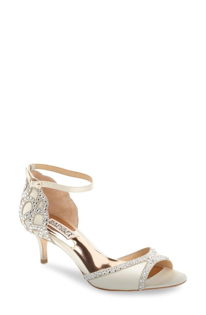 Women's Badgley Mischka 'gillian' Crystal Embellished D'orsay Sandal .5 W - Ivory