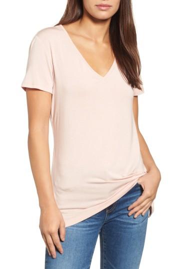 Women's Halogen V-neck Tunic Tee, Size - Pink
