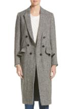 Women's Burberry Trentwood Double Breasted Herringbone Wool Coat