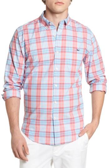 Men's Vineyard Vines Harrigans Plaid Tucker Slim Fit Sport Shirt - Red