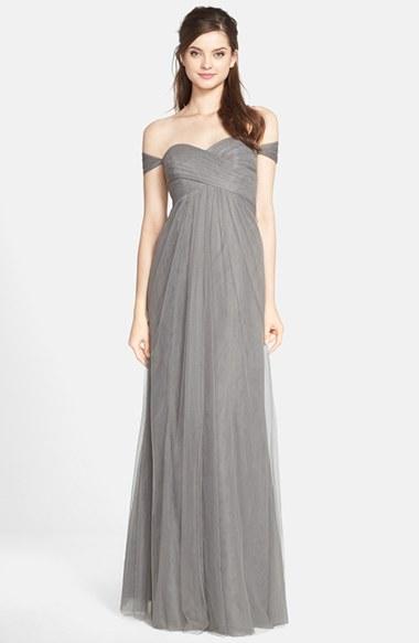 Women's Jenny Yoo 'willow' Convertible Tulle Gown - Grey