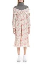 Women's Junya Watanabe Mixed Media Floral Turtleneck Dress - Yellow