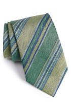 Men's David Donahue Stripe Linen & Silk Tie, Size - Green