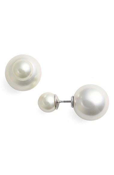 Women's Cristabelle Imitation Pearl Double Stud Earrings