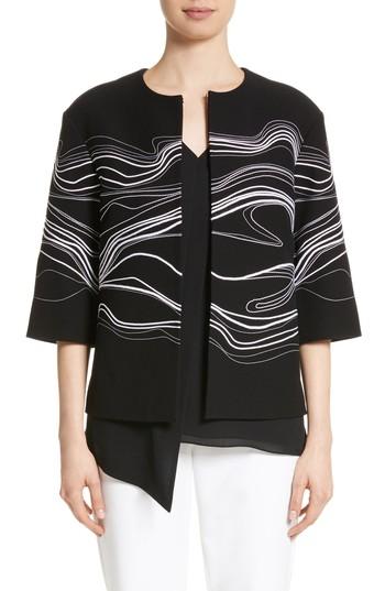 Women's St. John Collection Bella Brushstroke Double Weave Jacket - Black