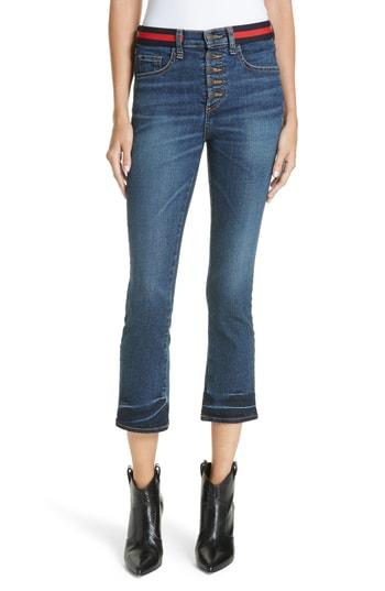 Women's Veronica Beard Carolyn Stripe Waistband Baby Boot Jeans - Blue