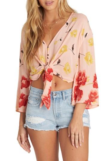 Women's Billabong Desert Sunrise Tie Waist Crop Top - Pink