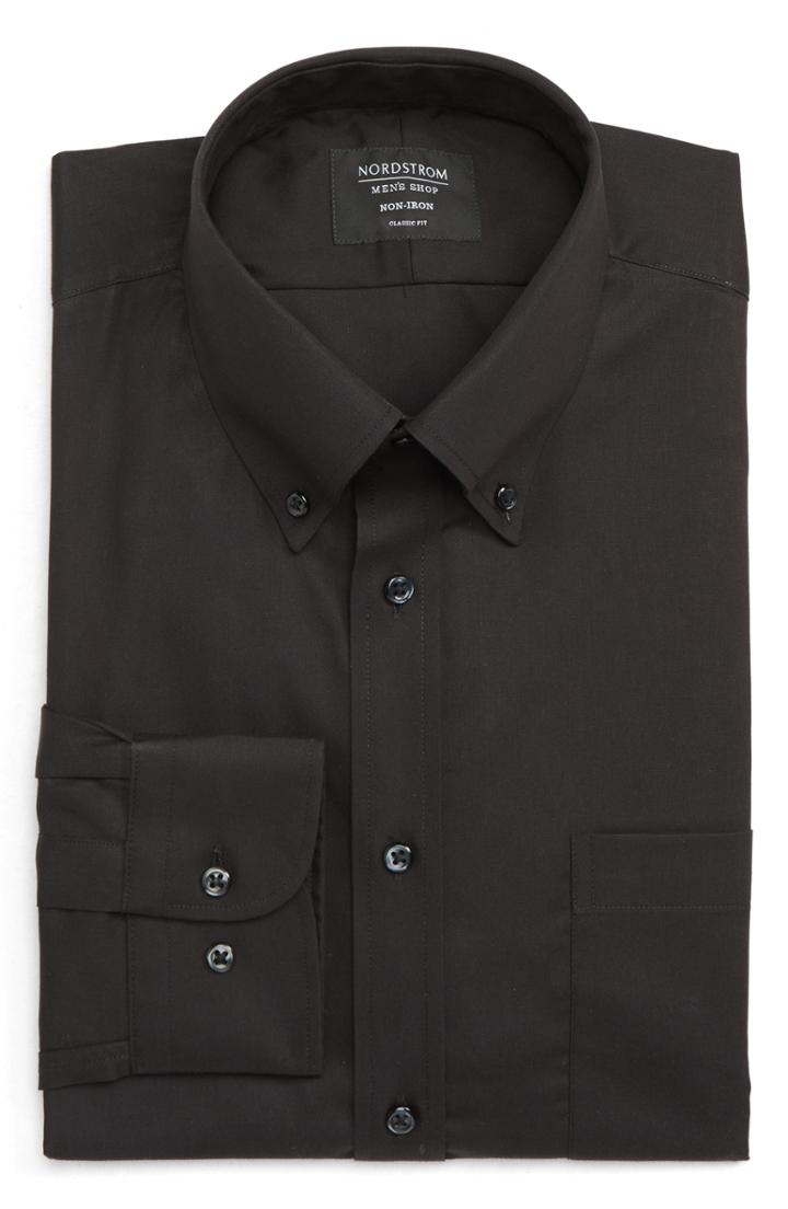Men's Nordstrom Men's Shop Classic Fit Non-iron Dress Shirt .5 - 32/33 - Black
