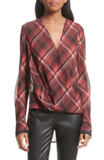 Women's Rag & Bone Victor Stretch Silk Blouse - Red