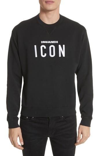 Men's Dsquared2 Icon Embroidered Crewneck Sweatshirt - Black
