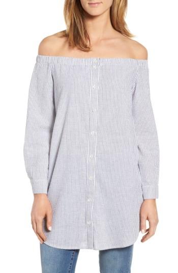 Women's Caslon Off The Shoulder Seersucker Tunic - Black