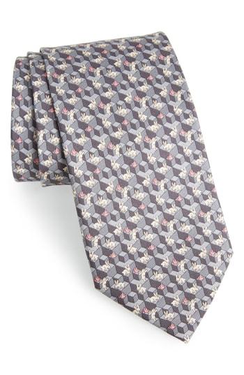 Men's Salvatore Ferragamo Flip Print Silk Tie, Size - Grey