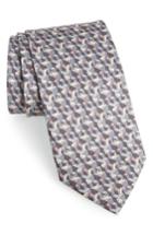 Men's Salvatore Ferragamo Flip Print Silk Tie, Size - Grey