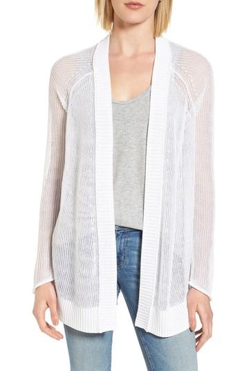 Women's Caslon Open Cotton Blend Cardigan - White