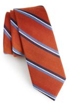 Men's The Tie Bar Short Cut Stripe Silk & Wool Skinny Tie, Size - Orange