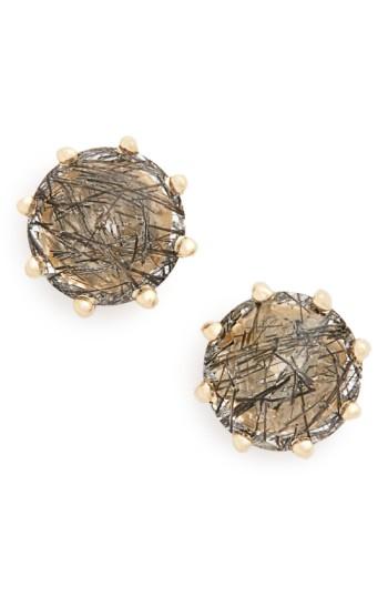 Women's Anna Sheffield 'eleanor' Black Rutilated Quartz Stud Earrings