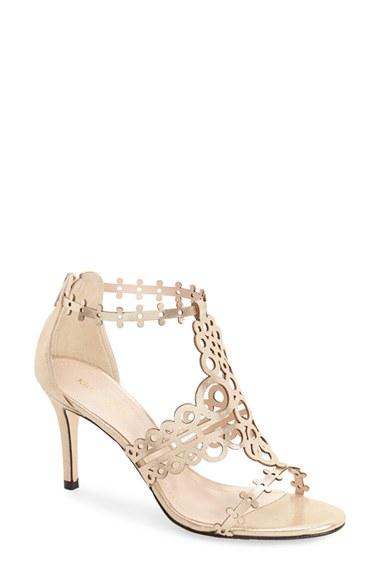 Women's Klub Nico 'antonia' Laser Cut T-strap Sandal M - Metallic