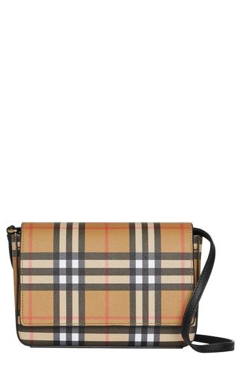 Burberry Hampshire Vintage Check Crossbody Bag - Black