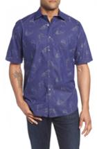 Men's Bugatchi Classic Fit Shark Jacquard Sport Shirt - Blue