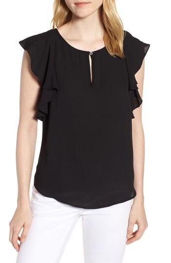 Women's J.crew Drapey V-neck Ruffle Top - Black