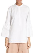 Women's Tibi Shirred Satin Poplin Shirt - White