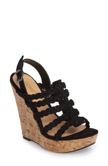 Women's Schutz Abigally Wedge Sandal .5 M - Black