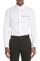 Men's Calvin Klein 205w39nyc Building With American Flag Photograph Cotton Shirt Eu - White