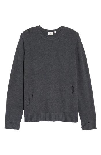 Men's Ag Thoman Slim Destructed Crew Pullover - Grey