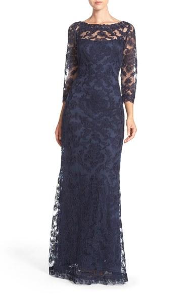 Women's Tadashi Shoji Embroidered Tulle Gown