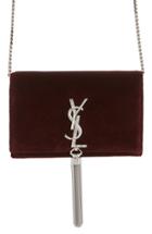 Women's Saint Laurent Small Kate Embellished Velvet Wallet On A Chain -