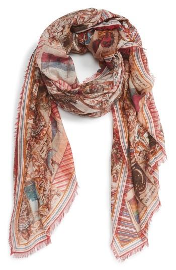 Women's Valentino Print Fringe Scarf