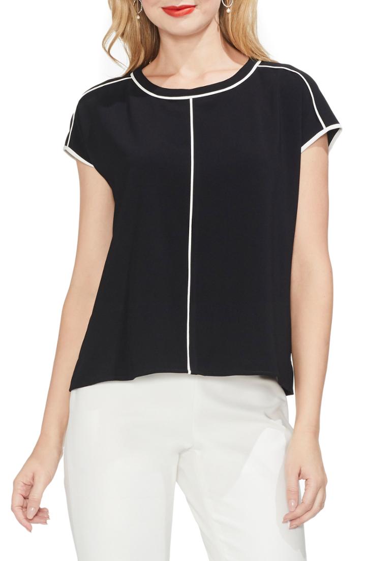 Women's Vince Camuto Cap Sleeve Top, Size - Black