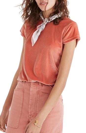 Women's Madewell Velour Tee, Size - Pink