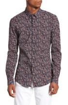 Men's Topman Paisley Print Shirt, Size - Blue