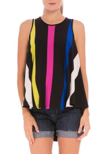 Women's Olian 'mandy' Stripe Maternity High/low Tank - Black