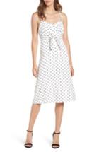 Women's Stripe Tie Front Midi Dress - White