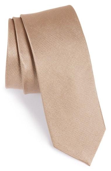 Men's The Tie Bar Solid Silk Tie, Size - Beige