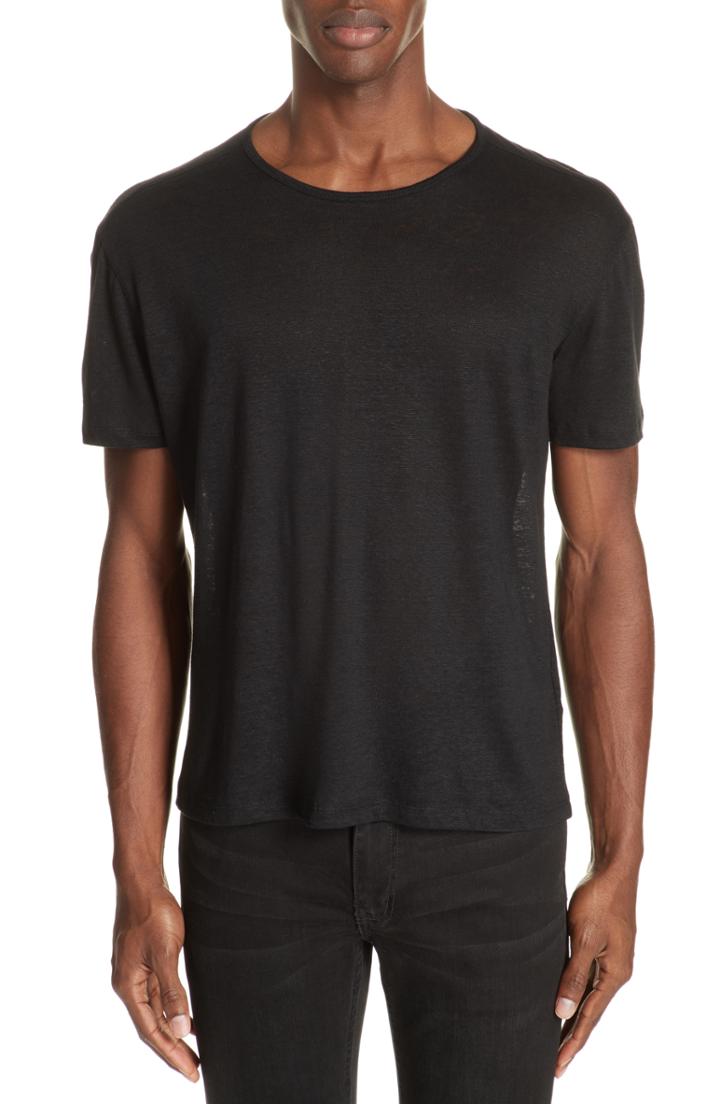 Men's John Varvatos Collection Linen Crewneck T-shirt - Black
