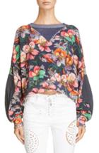 Women's Isabel Marant Aloha Print Contrast Panel Crop Sweatshirt - Black