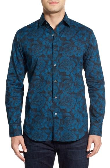 Men's Bugatchi Classic Fit Floral Sport Shirt