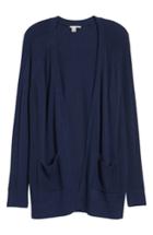 Women's Halogen Mix Stitch Open Front Cardigan - Blue