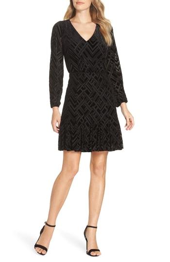 Women's Julia Jordan Velvet Burnout Fit & Flare Dress