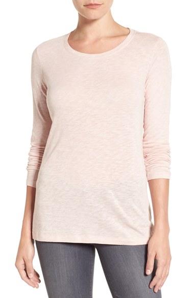 Women's Caslon Long Sleeve Crewneck Tee - Pink