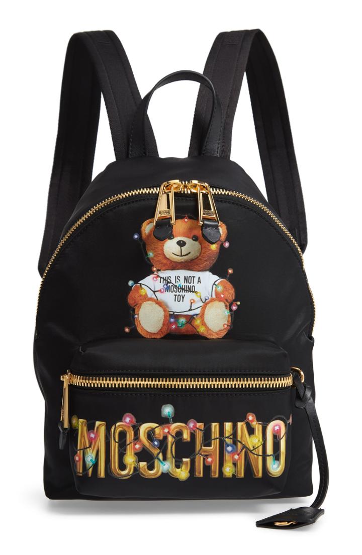 Moschino Christmas Teddy Nylon Backpack - Black