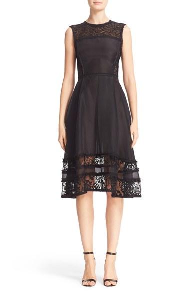 Women's Jason Wu Lace Inset Silk Cocktail Dress