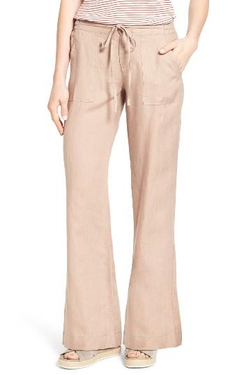 Women's Kut From The Kloth 'garyson' Wide Leg Linen Pants - Brown
