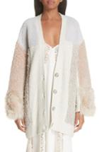 Women's Stella Mccartney Fleece & Chenille Panel Cardigan Us / 36 It - White