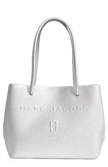 Marc Jacobs Mini Metallic Leather Logo Shopper Tote - Metallic