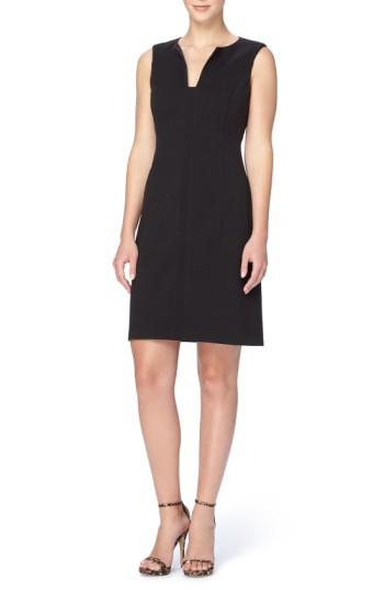 Women's Catherine Catherine Malandrino 'linden' Split Neck Sheath Dress - Black
